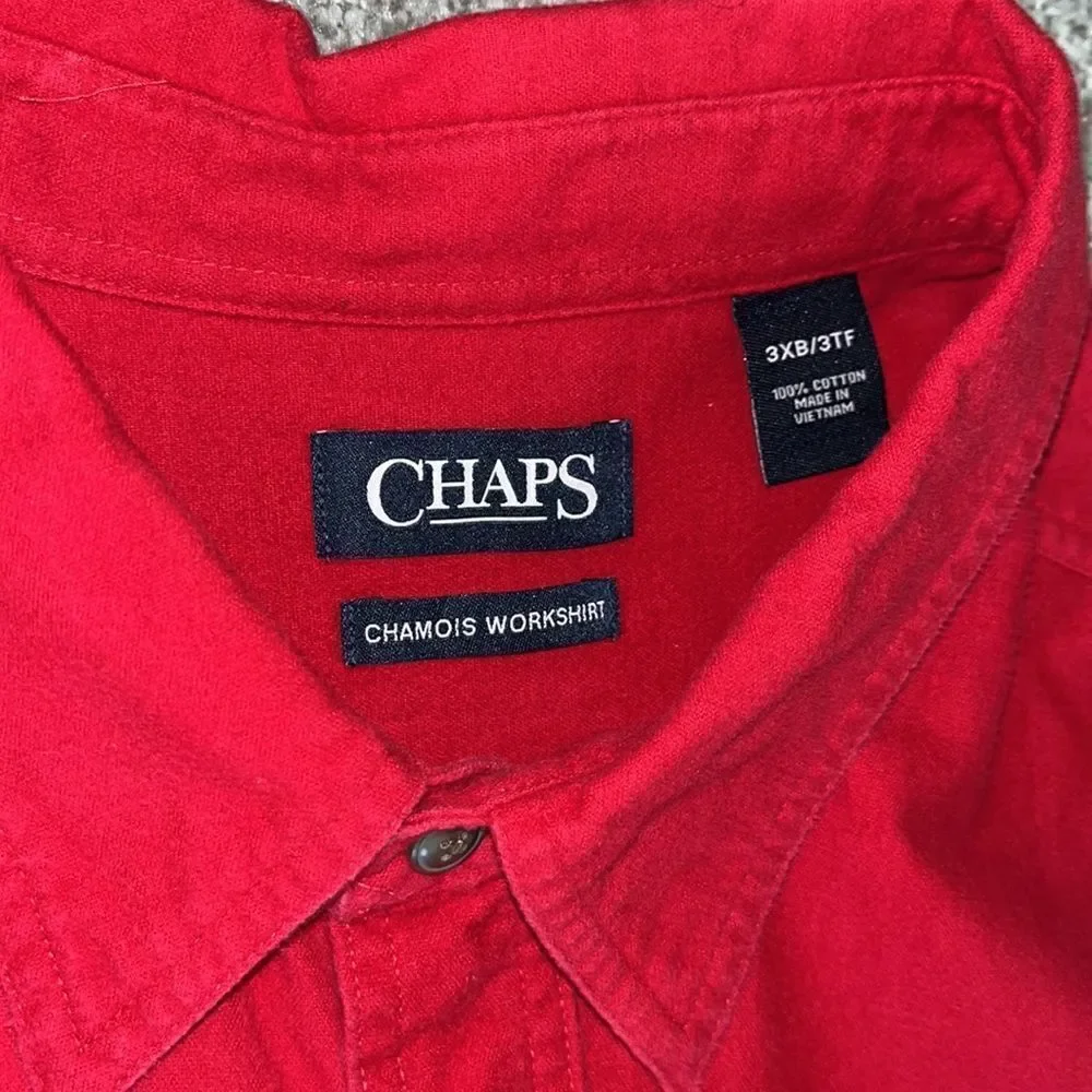 Chaps Mens Sunday Red Chamois Thick Cotton Double chest pocket work shirt 3XB